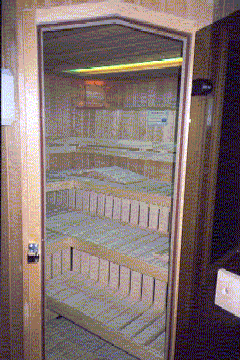 Die Koll Exquisit-Sauna im Jahre 1998. Damals noch mit bronzal get�ntem Glas. Die T�ren der Exquisit-Sauna wurden ohne Mehrpreis mit einer kleinen Spitze von 10� gebaut.